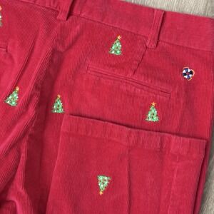 Castaway Nantucket Corduroy Pants Christmas Trees Men's 34x32 Red Stretch